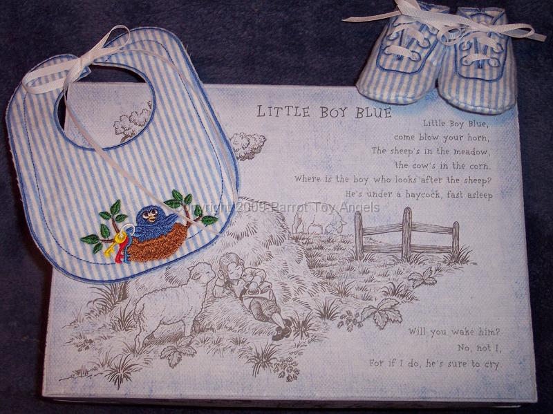 boyblue.jpg - Little Boy Blue handmade bib, tennies, and keepsake box