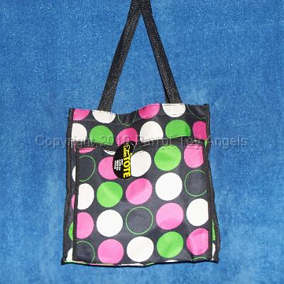 dottedtote.jpg - Black, lime green, hot pink & white dotted tote bag