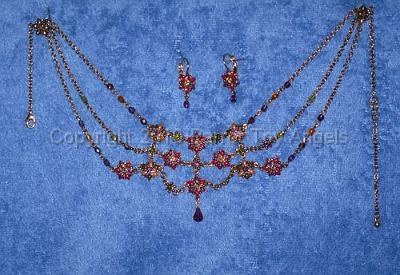 tn_22_brownrustset.jpg - Necklace & Earrings Set - Brown & Rust Stones, Goldtone