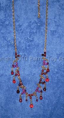 tn_7_purplepinkorangenecklace.jpg - Necklace - Dk. Purple, Dk. Pink & Orange Beads, Goldtone