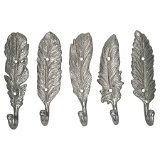 Aluminum Feather Wall Hooks - set of 5